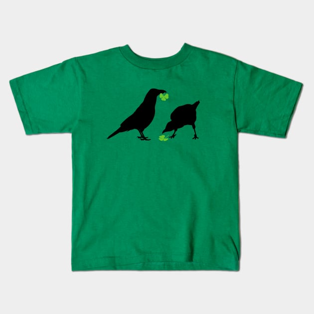 Saint Patrick's Day Kelly Green Shamrock Crows for Bird Lovers Kids T-Shirt by cottoncanvas